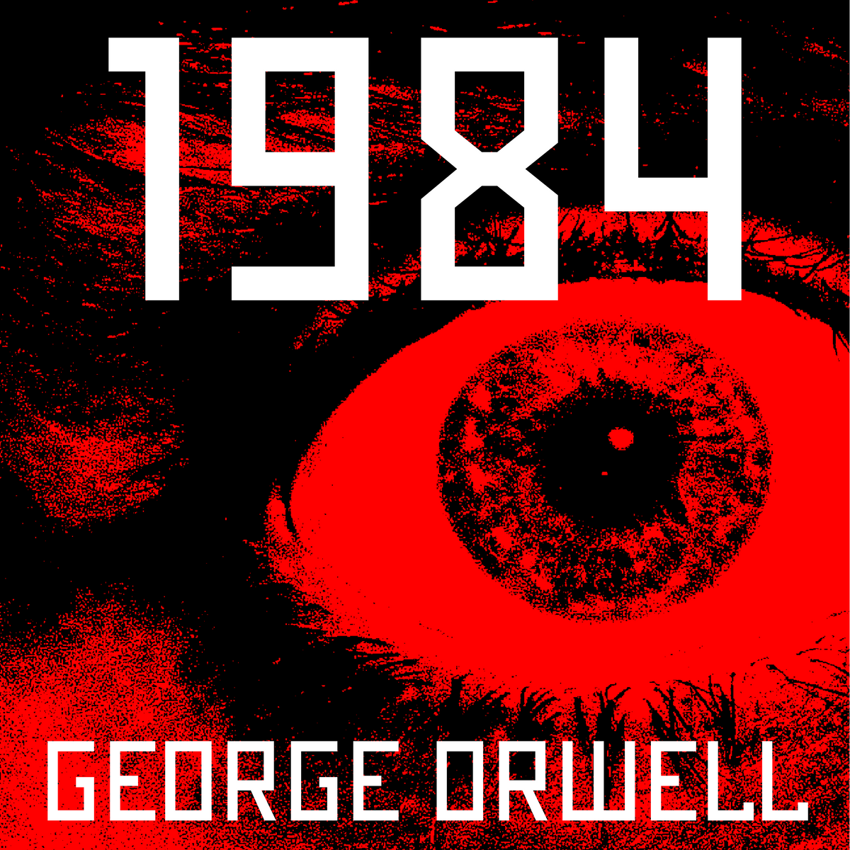 Casa Carlini 1984 audiobook variation cover, featuring artwork and title for the dystopian novel by George Orwell.
