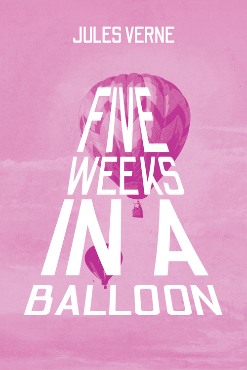 Cover image of Casa Carlini's ebook "Five Weeks in a Balloon" by Jules Verne, featuring an illustration of a hot air balloon.