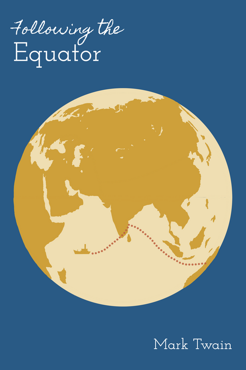 Cover image of the ebook "Following the Equator" by Casa Carlini, featuring a vintage map and travel illustrations.