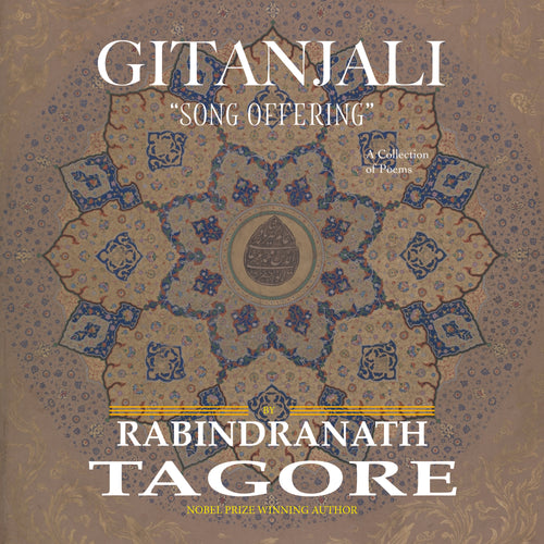 Casa Carlini Gitanjali audio book variation cover featuring artistic design and title text on a dark background.