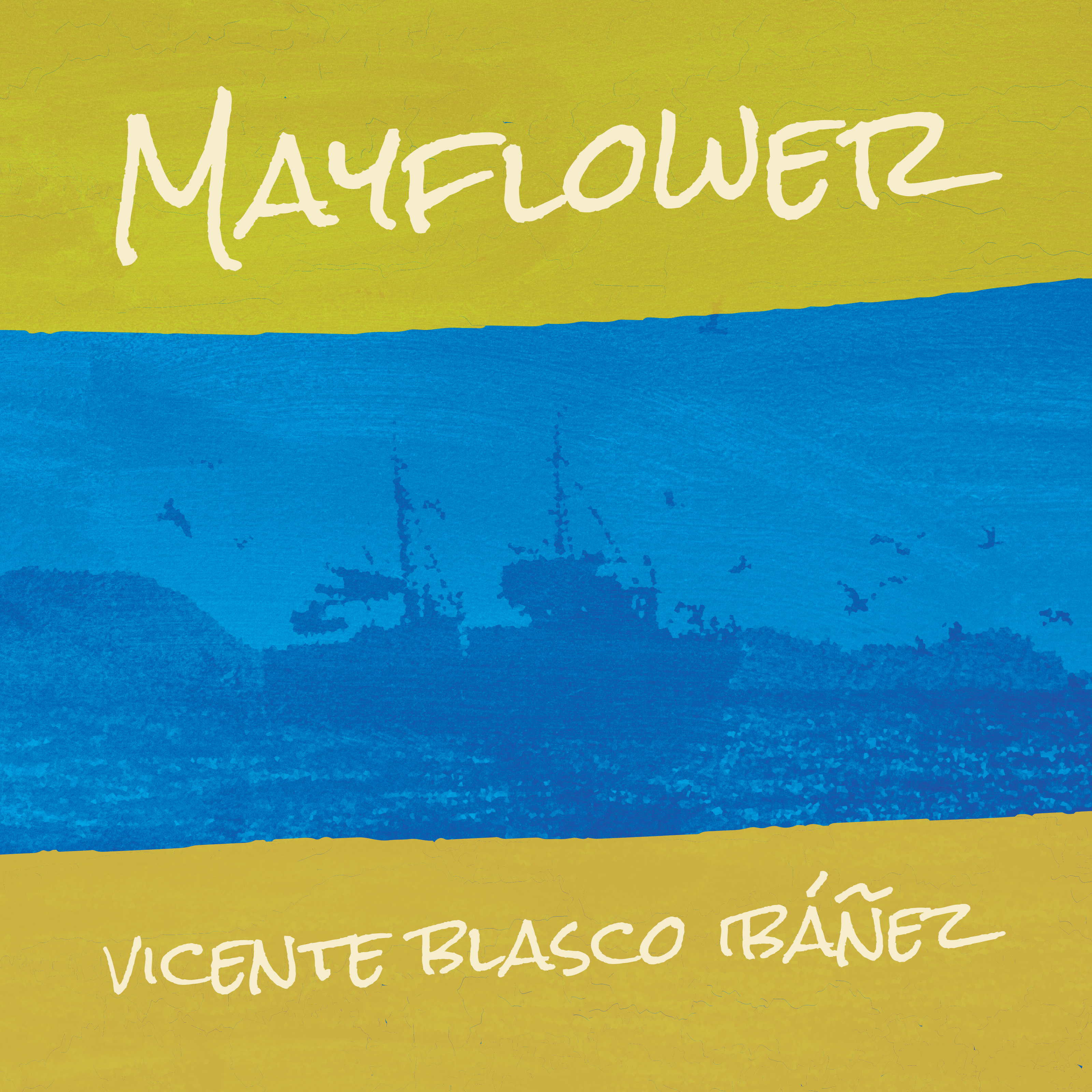 Casa Carlini Mayflower audiobook cover featuring artwork inspired by Vicente Blasco Ibanez, with vibrant colors and detailed illustration.