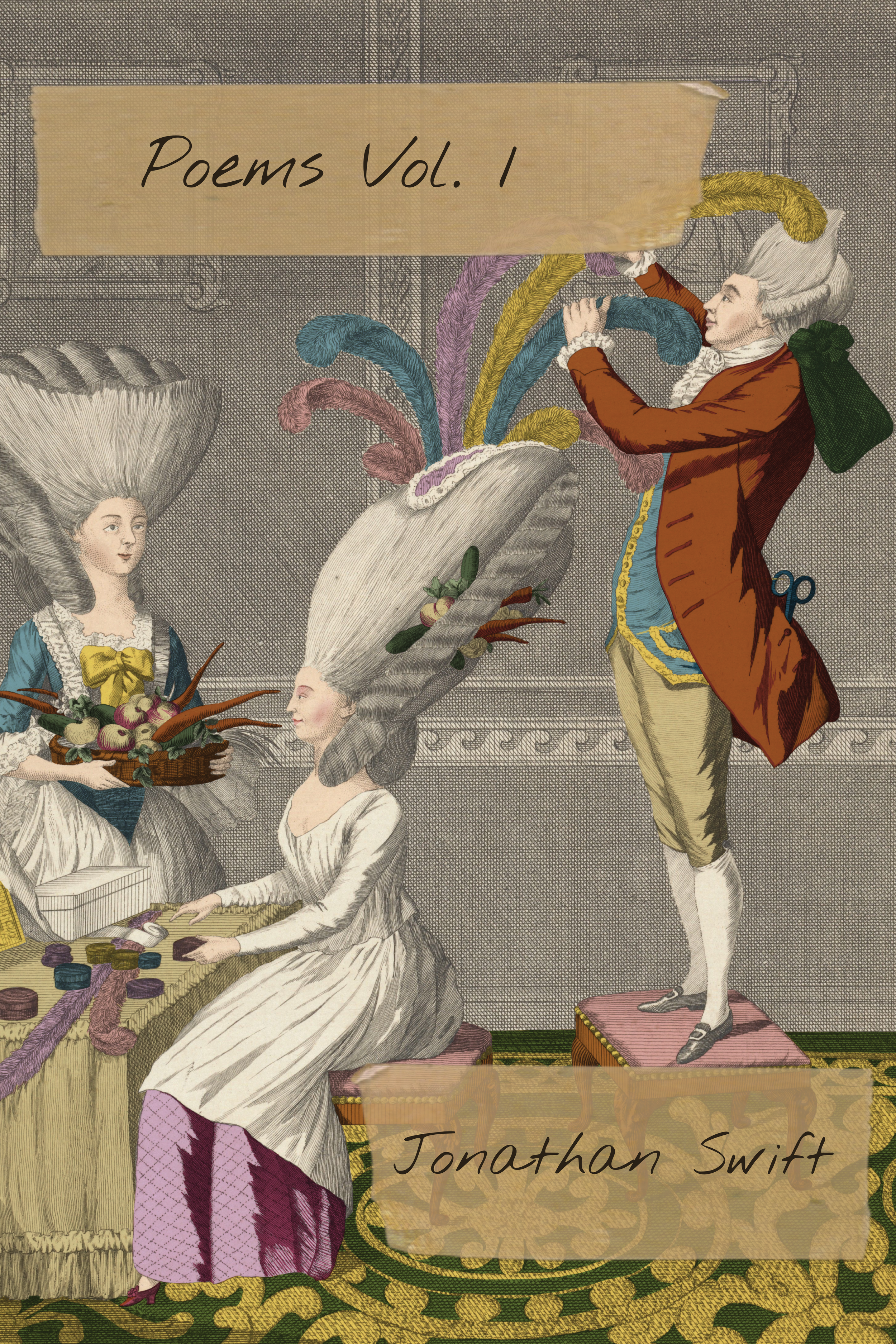 Ebook cover for Poems, Volume 1 by Casa Carlini featuring Jonathan Swift's poetry collection.