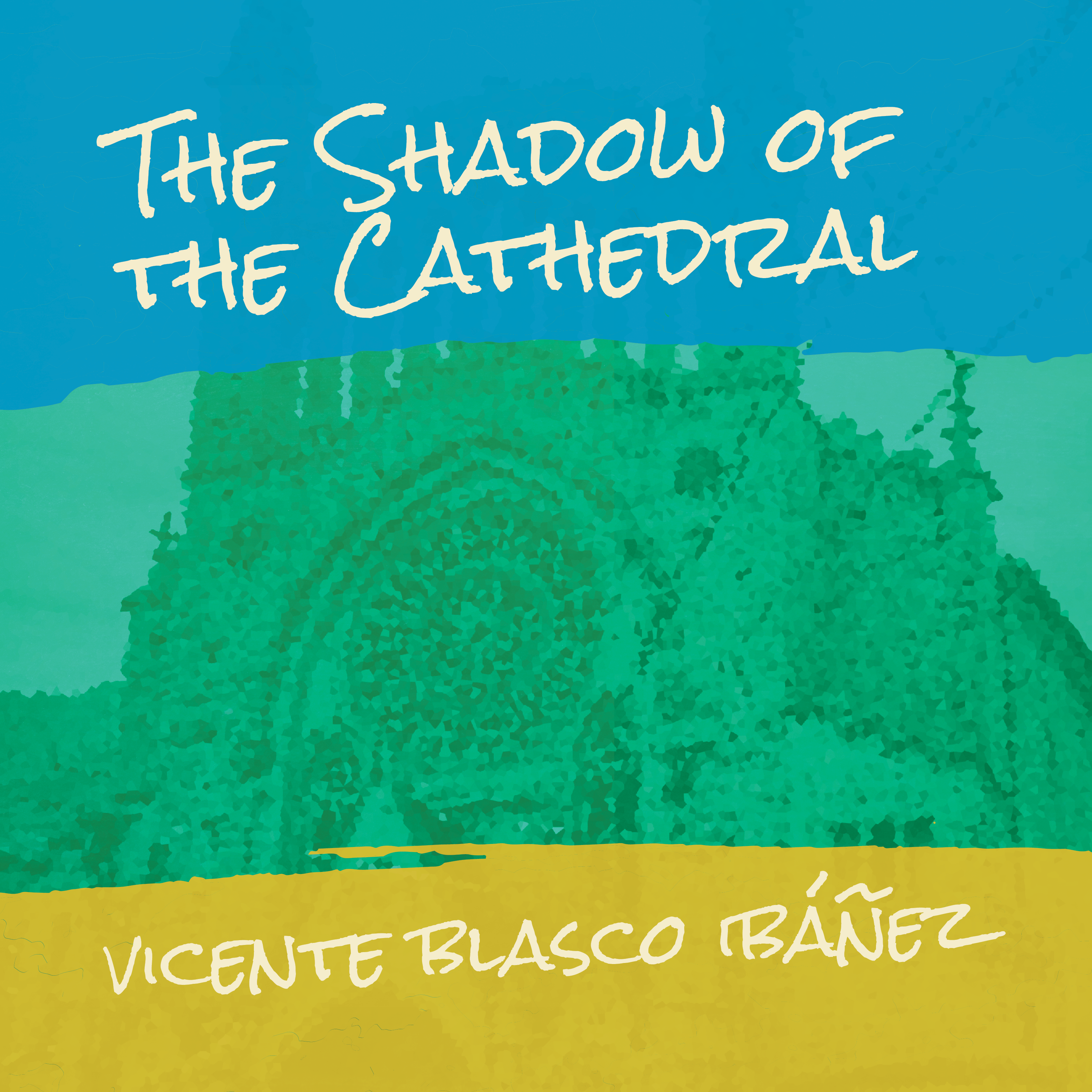 Audiobook cover image of "The Shadow of the Cathedral" by Vicente Blasco Ibanez, published by Casa Carlini, featuring a shadowy cathedral scene.
