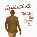 Audiobook cover image of "The Man in the Brown Suit" by Casa Carlini, featuring a vintage-style illustration of a woman in a brown suit.