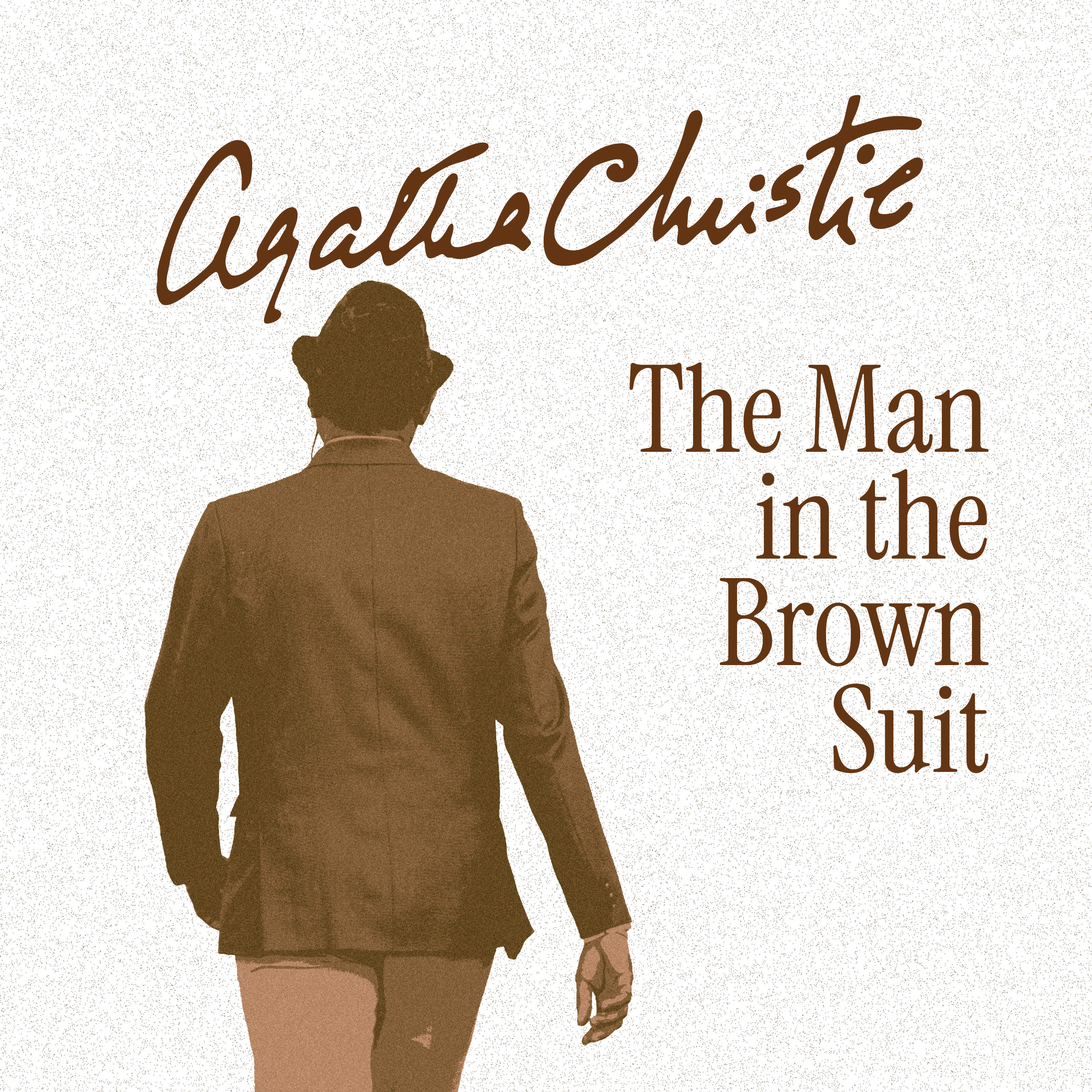 Audiobook cover image of "The Man in the Brown Suit" by Casa Carlini, featuring a vintage-style illustration of a woman in a brown suit.