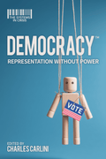Casa Carlini Democracy™ external audiobook cover titled "Representation Without Power" with abstract design and branding.