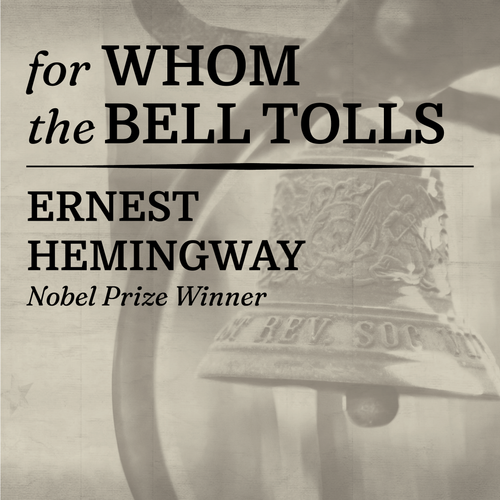 Simple Casa Carlini audiobook cover for "For Whom the Bell Tolls" featuring a classic design with book title and author details.