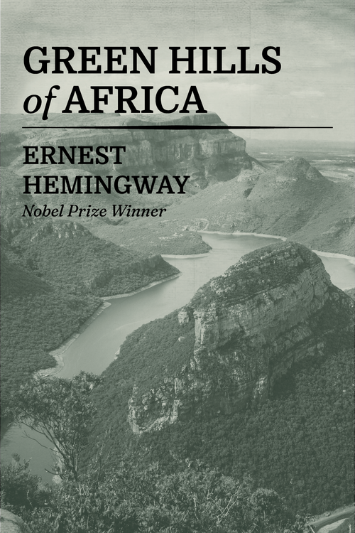 Casa Carlini Green Hills of Africa variation audiobook cover featuring lush green landscape and title text.