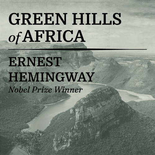 Casa Carlini audiobook cover of Green Hills of Africa, featuring a green landscape and African scenery.