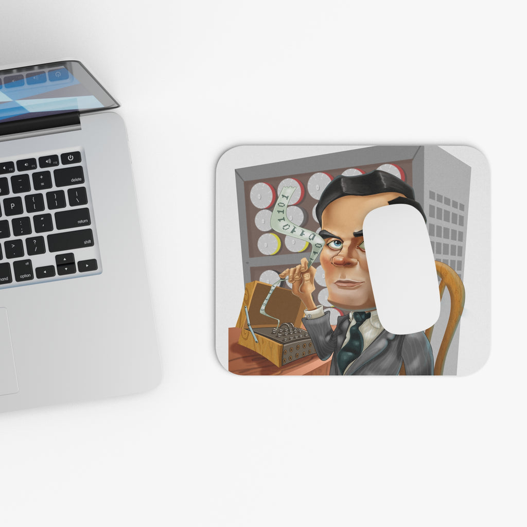 Alan Turing-Inspired Mousepad – Style, Comfort, and Computing Genius - 9" × 8", Rectangle
