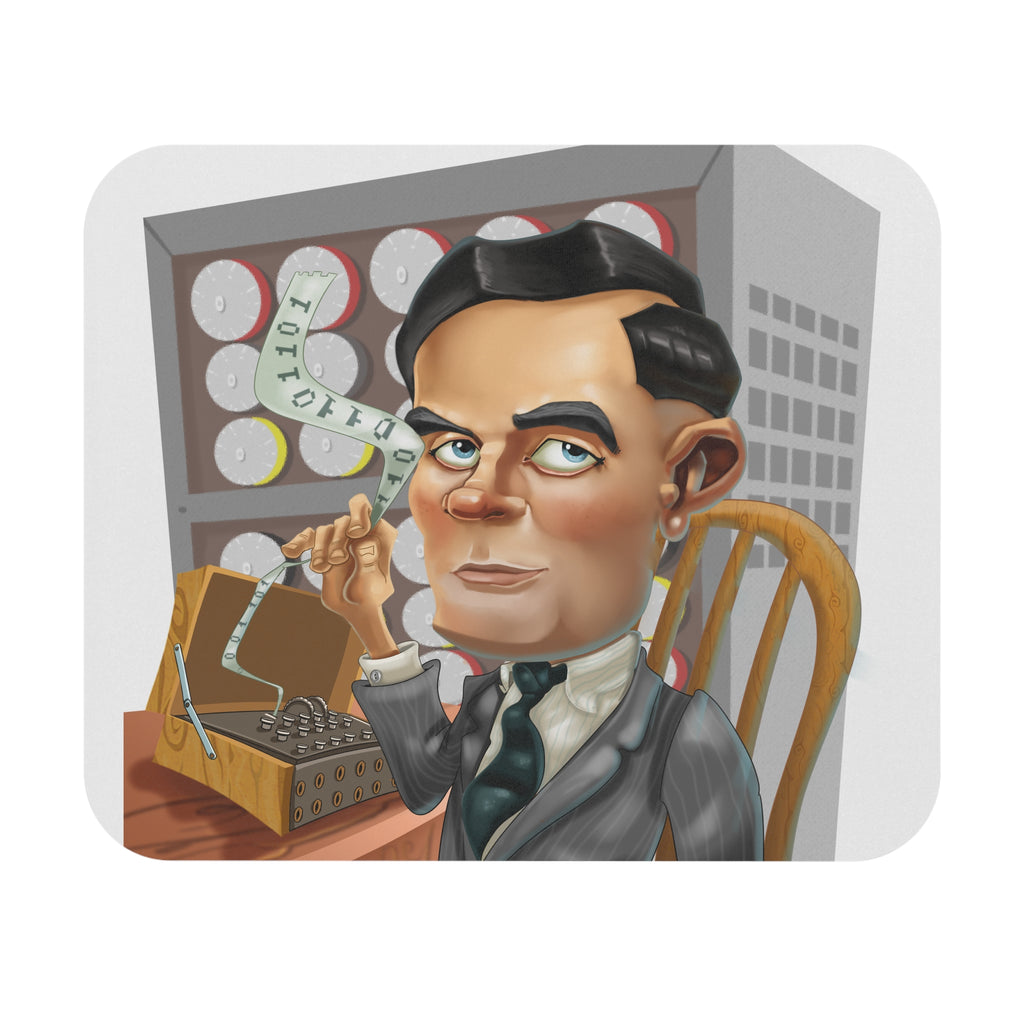 Alan Turing-Inspired Mousepad – Style, Comfort, and Computing Genius - 9" × 8", Rectangle