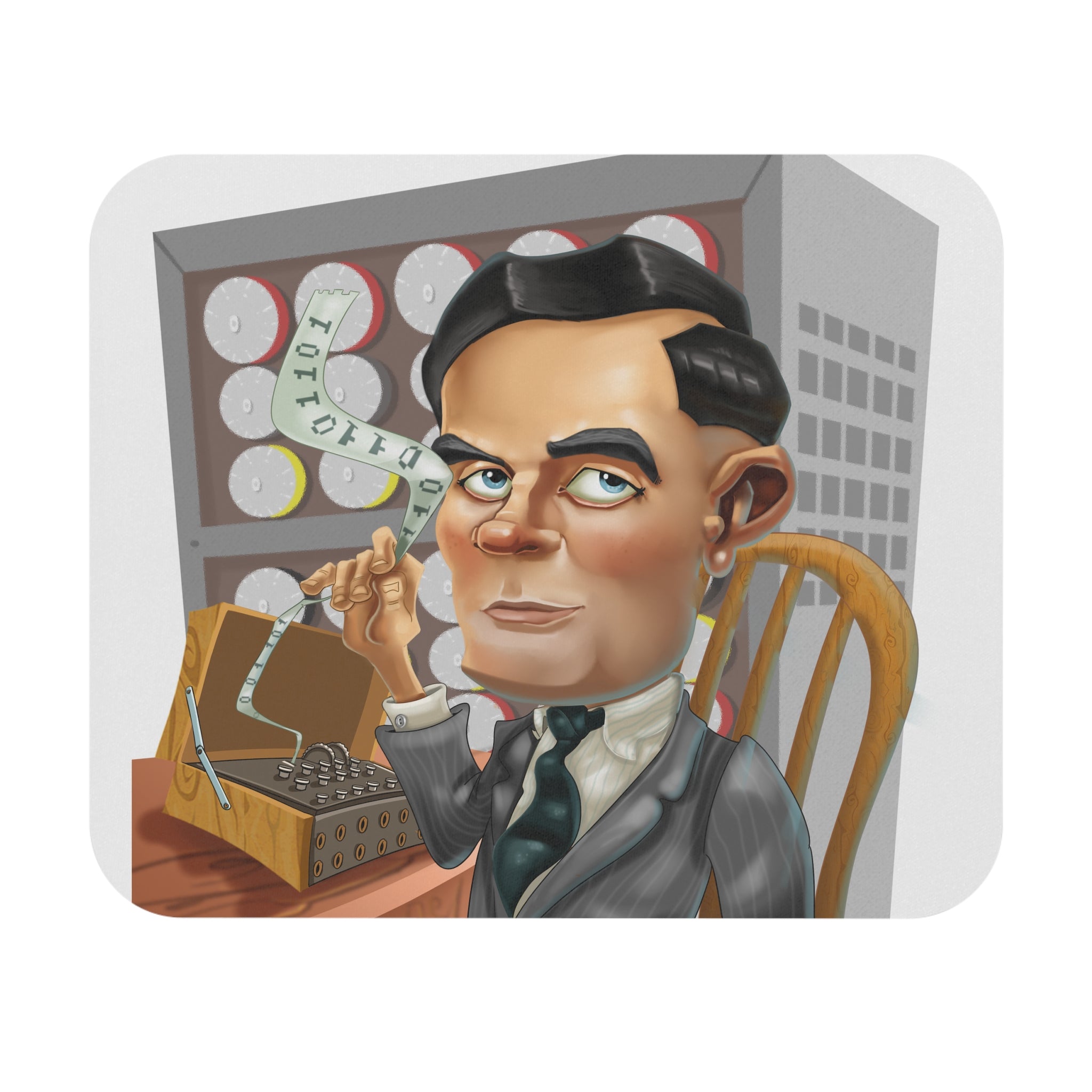 Alan Turing-Inspired Mousepad – Style, Comfort, and Computing Genius - 9" × 8", Rectangle