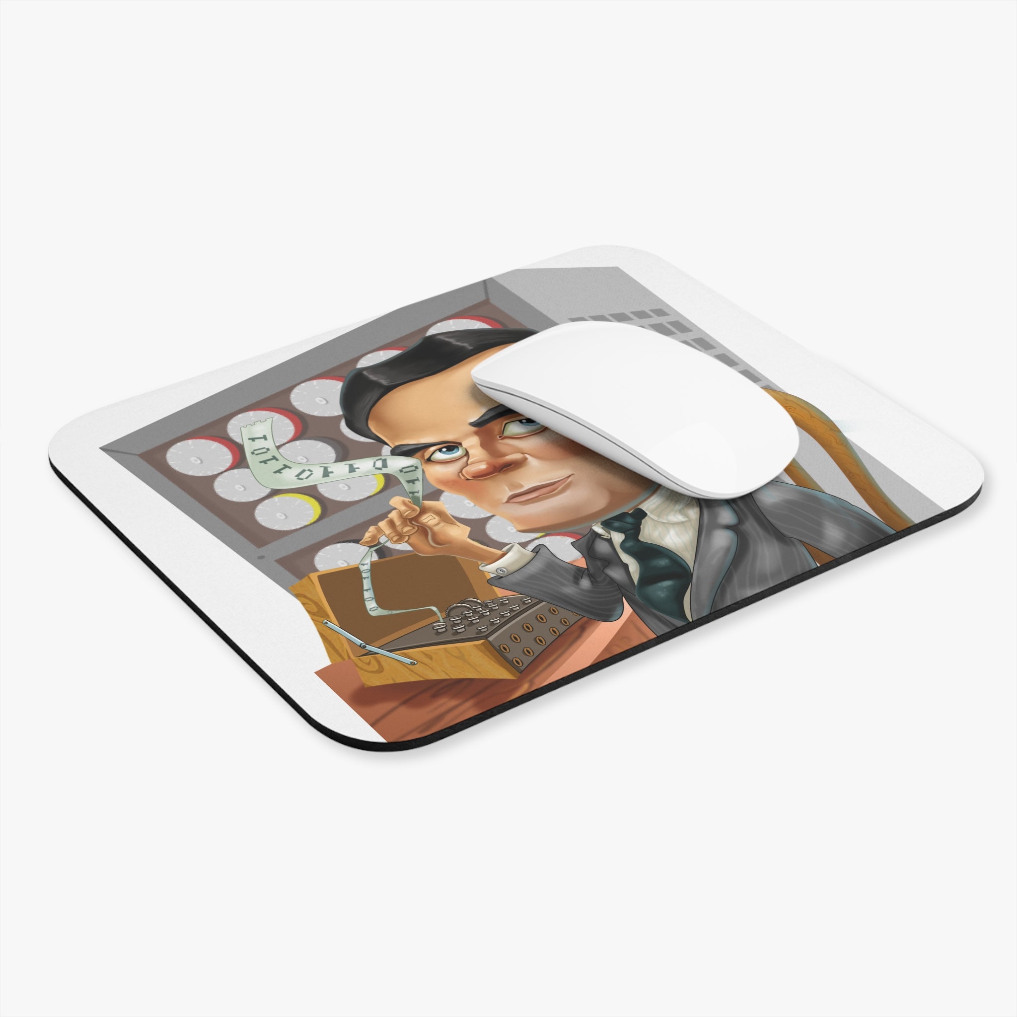 Alan Turing-Inspired Mousepad – Style, Comfort, and Computing Genius - 9" × 8", Rectangle