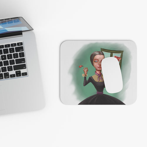 Emily Dickinson-inspired mousepad, 9x8 inches, rectangle, home decor with poetic design, stylish and comfortable for desk use.
