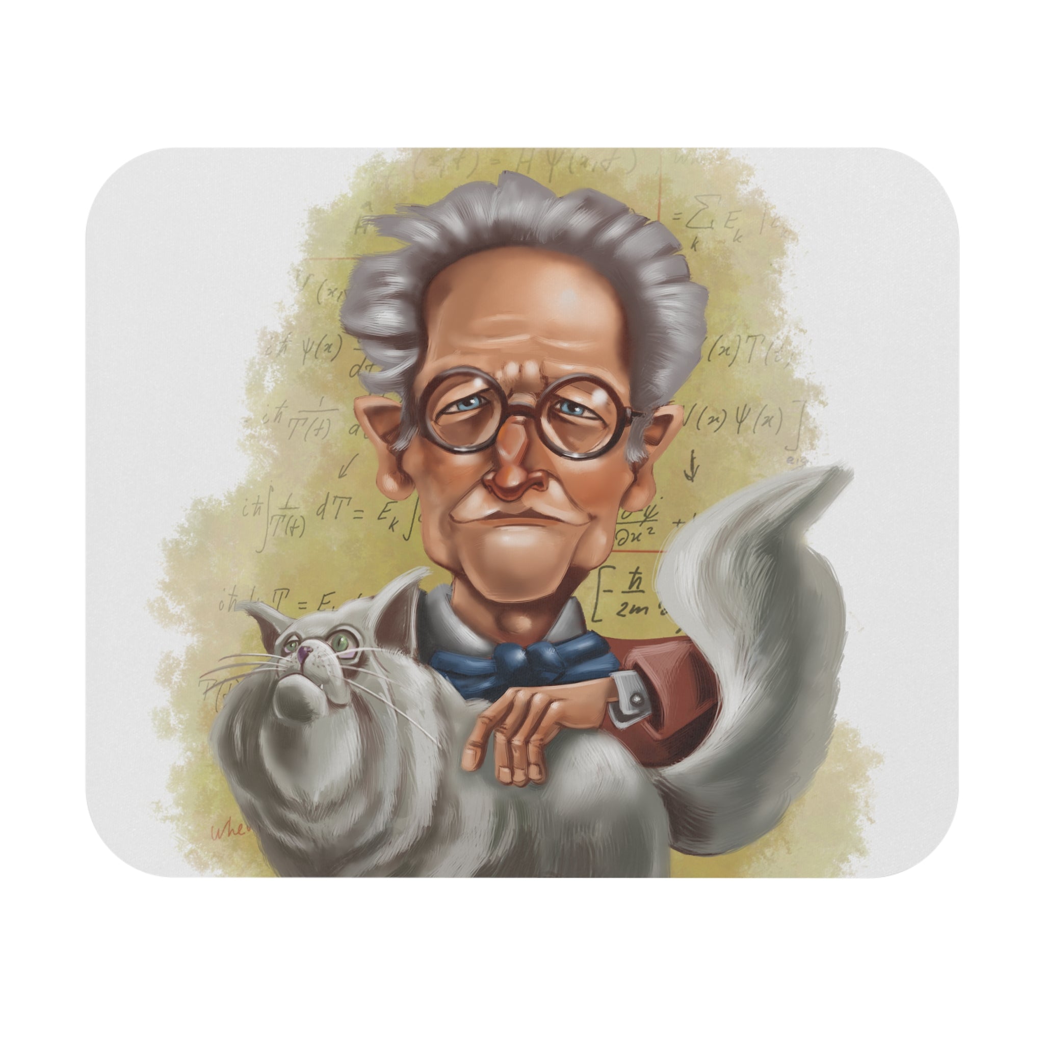 Erwin Schrödinger-Inspired Mousepad – Style, Comfort, and Quantum Genius - 9" × 8", Rectangle