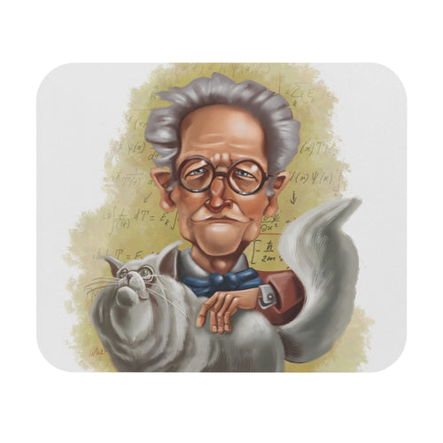 Erwin Schrödinger-inspired rectangular mousepad featuring a stylish design, 9x8 inches, combining home decor with quantum genius theme.