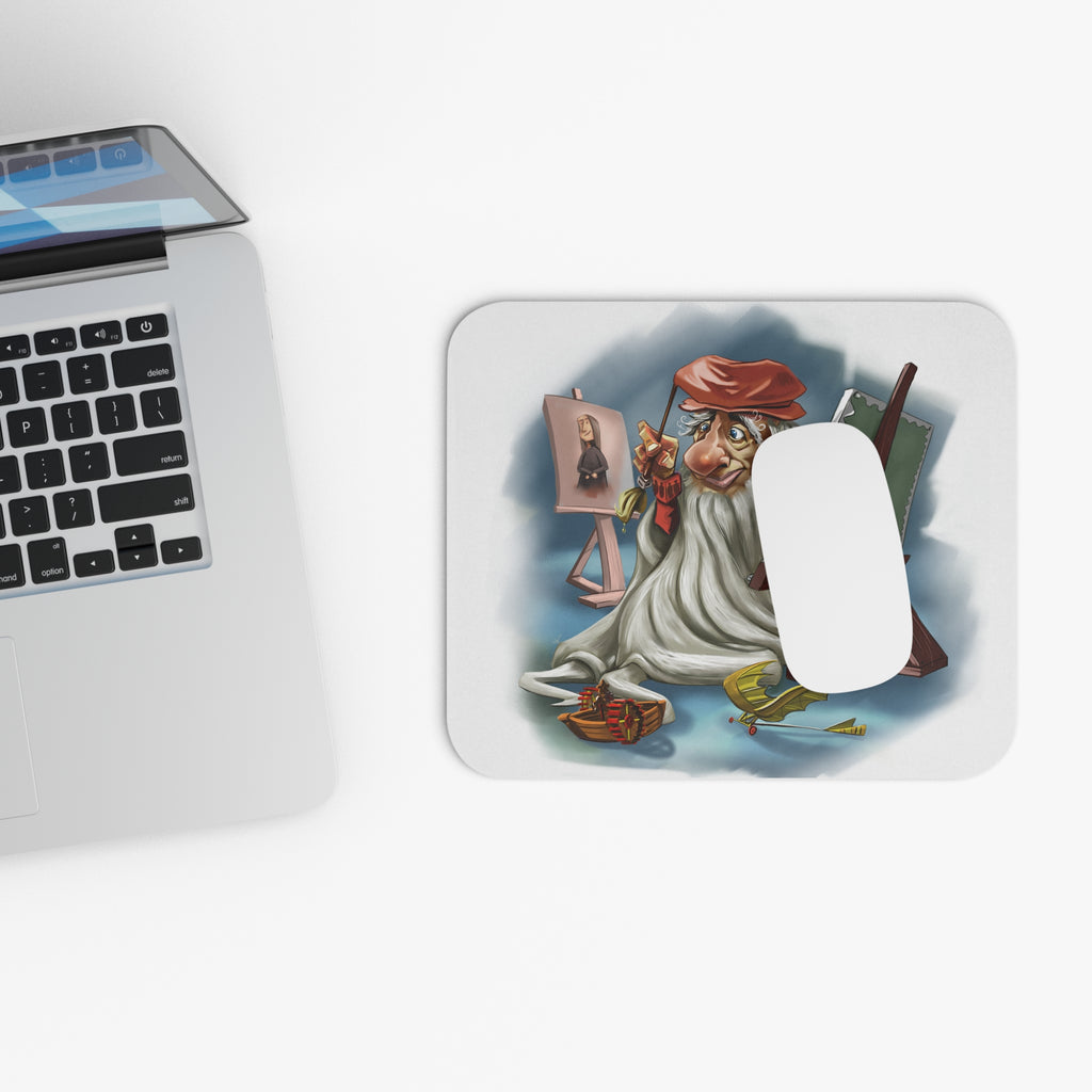 Leonardo da Vinci-Inspired Mousepad – Style, Comfort, and Renaissance Genius - 9" × 8", Rectangle