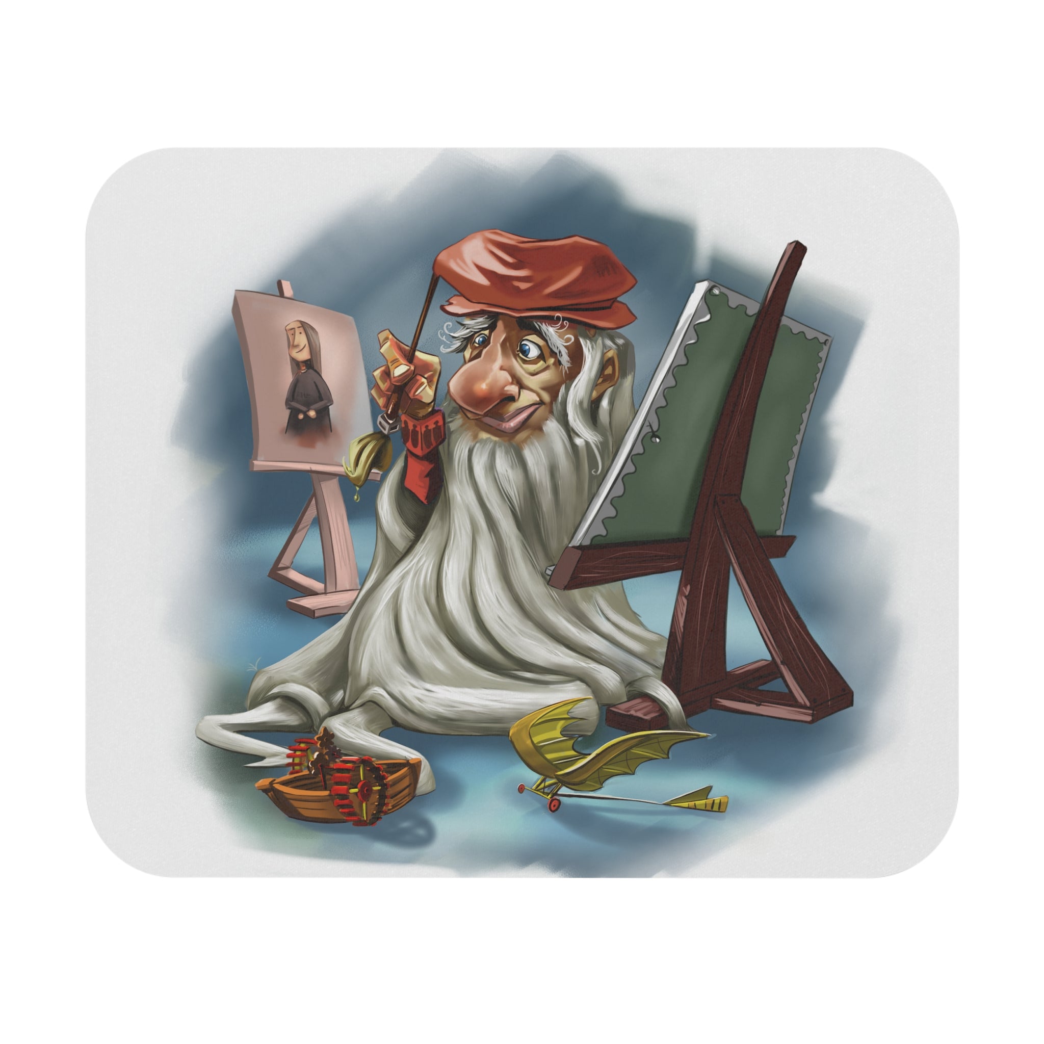 Leonardo da Vinci-Inspired Mousepad – Style, Comfort, and Renaissance Genius - 9" × 8", Rectangle