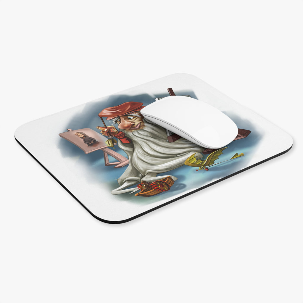 Leonardo da Vinci-Inspired Mousepad – Style, Comfort, and Renaissance Genius - 9" × 8", Rectangle