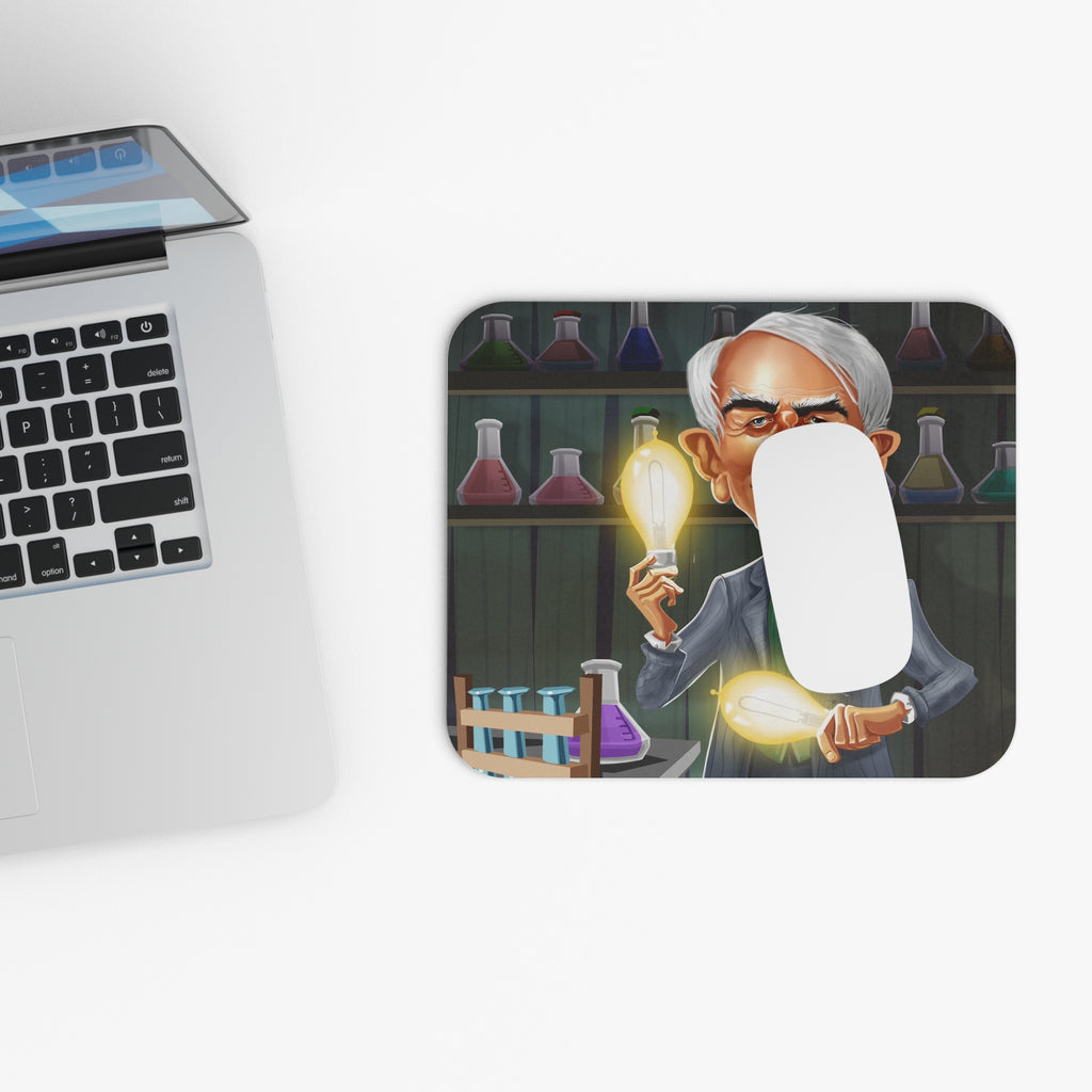 Thomas Edison-Inspired Mousepad – Style, Comfort, and Inventive Genius - 9" × 8", Rectangle