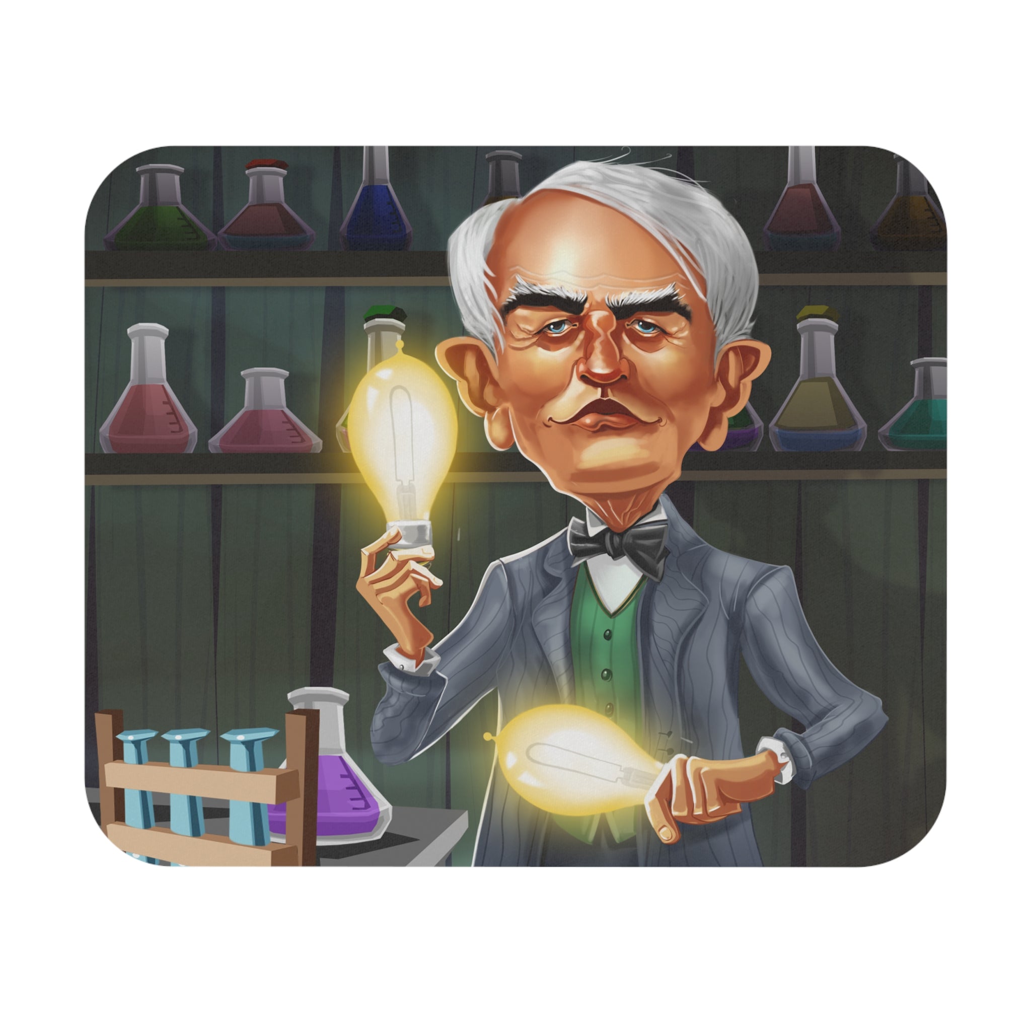 Thomas Edison-Inspired Mousepad – Style, Comfort, and Inventive Genius - 9" × 8", Rectangle