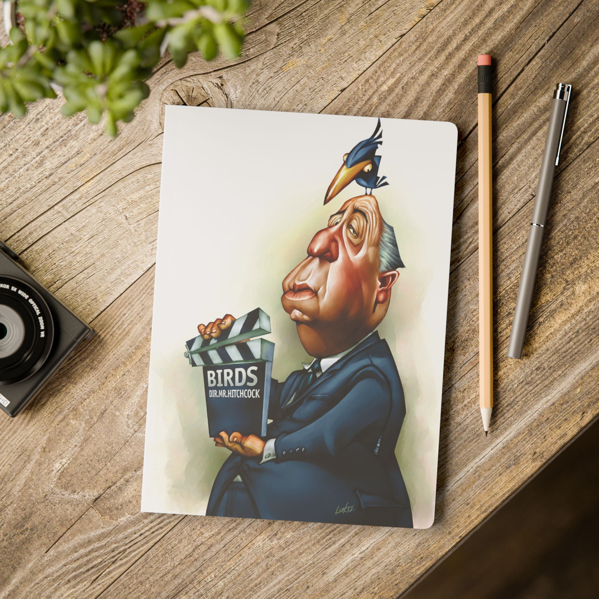 Alfred Hitchcock Softcover Journal — Illustrated Retro Portrait Notebook for Writers & Gifts