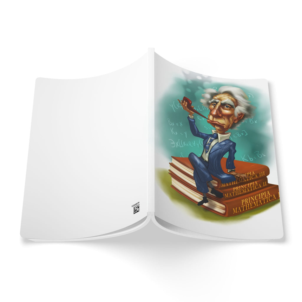Bertrand Russell Softcover Journal — Illustrated Retro Portrait Notebook for Writers & Gifts