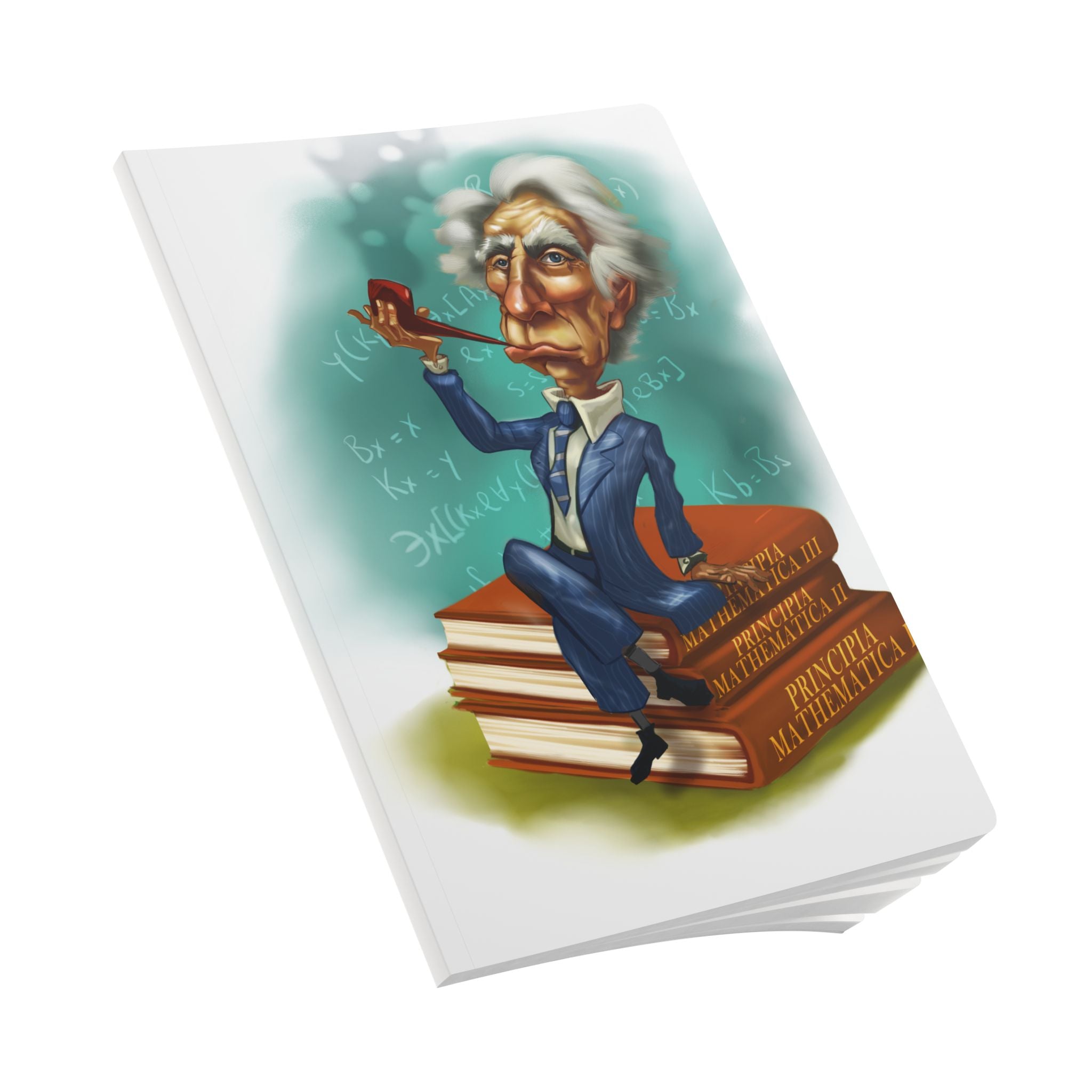 Bertrand Russell Softcover Journal — Illustrated Retro Portrait Notebook for Writers & Gifts