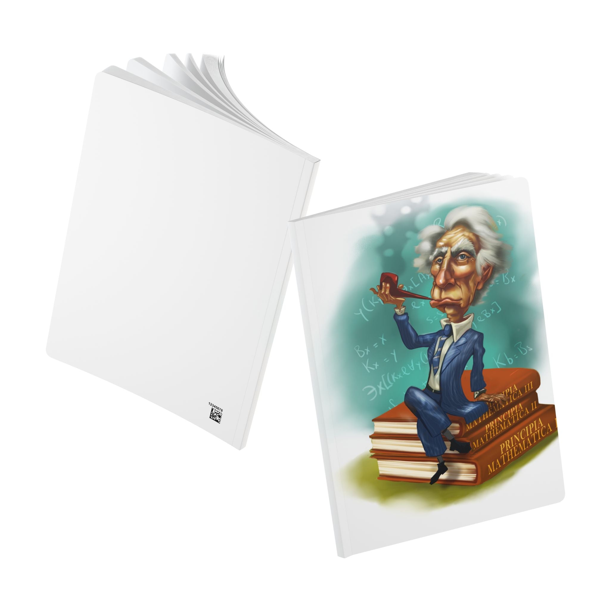 Bertrand Russell Softcover Journal — Illustrated Retro Portrait Notebook for Writers & Gifts
