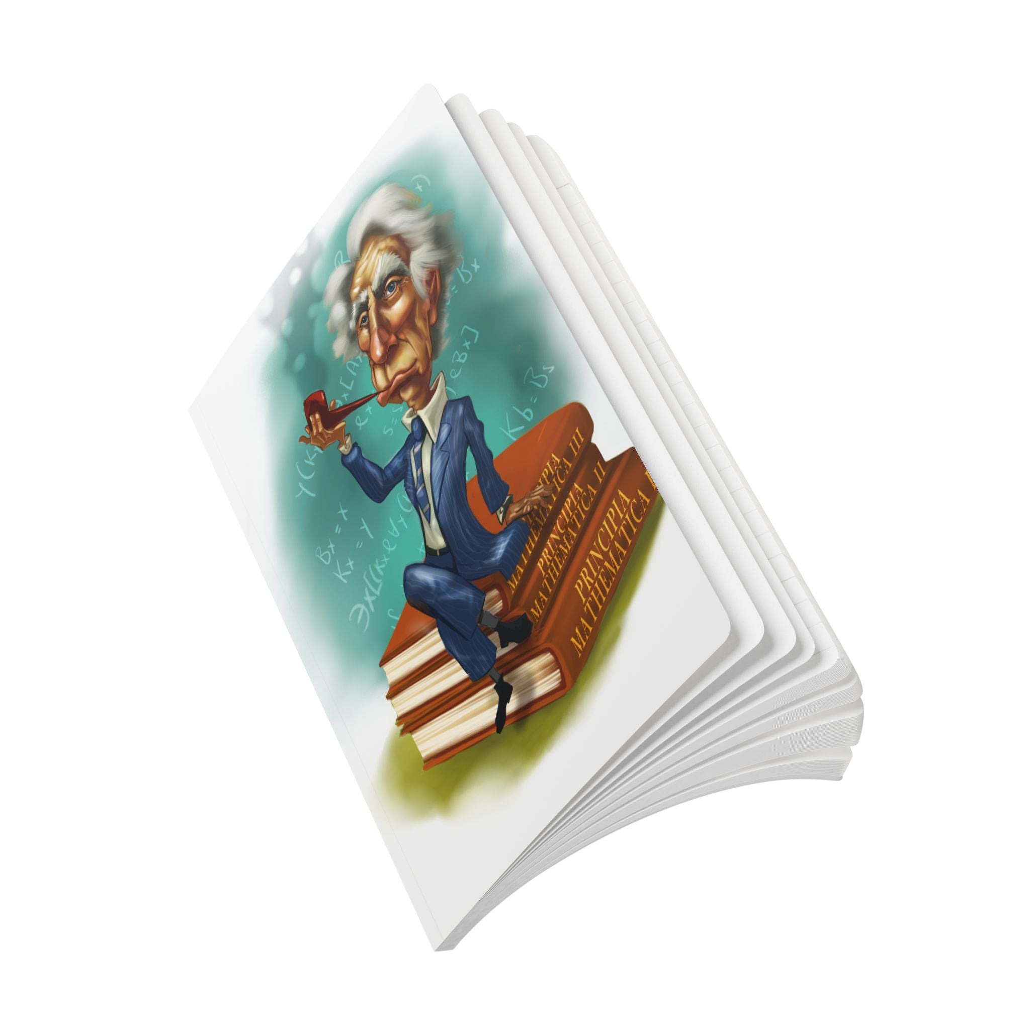 Bertrand Russell Softcover Journal — Illustrated Retro Portrait Notebook for Writers & Gifts