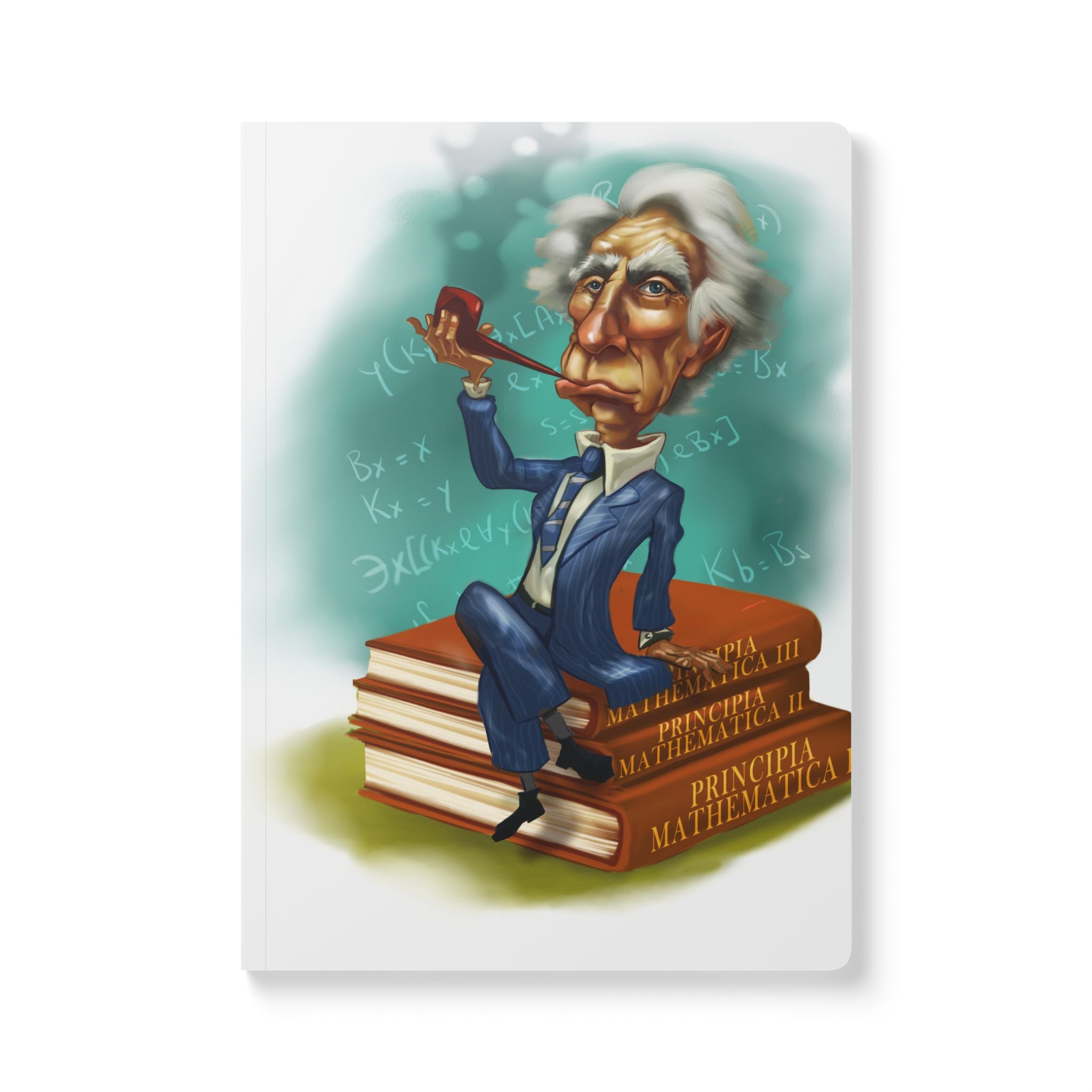 Bertrand Russell Softcover Journal — Illustrated Retro Portrait Notebook for Writers & Gifts