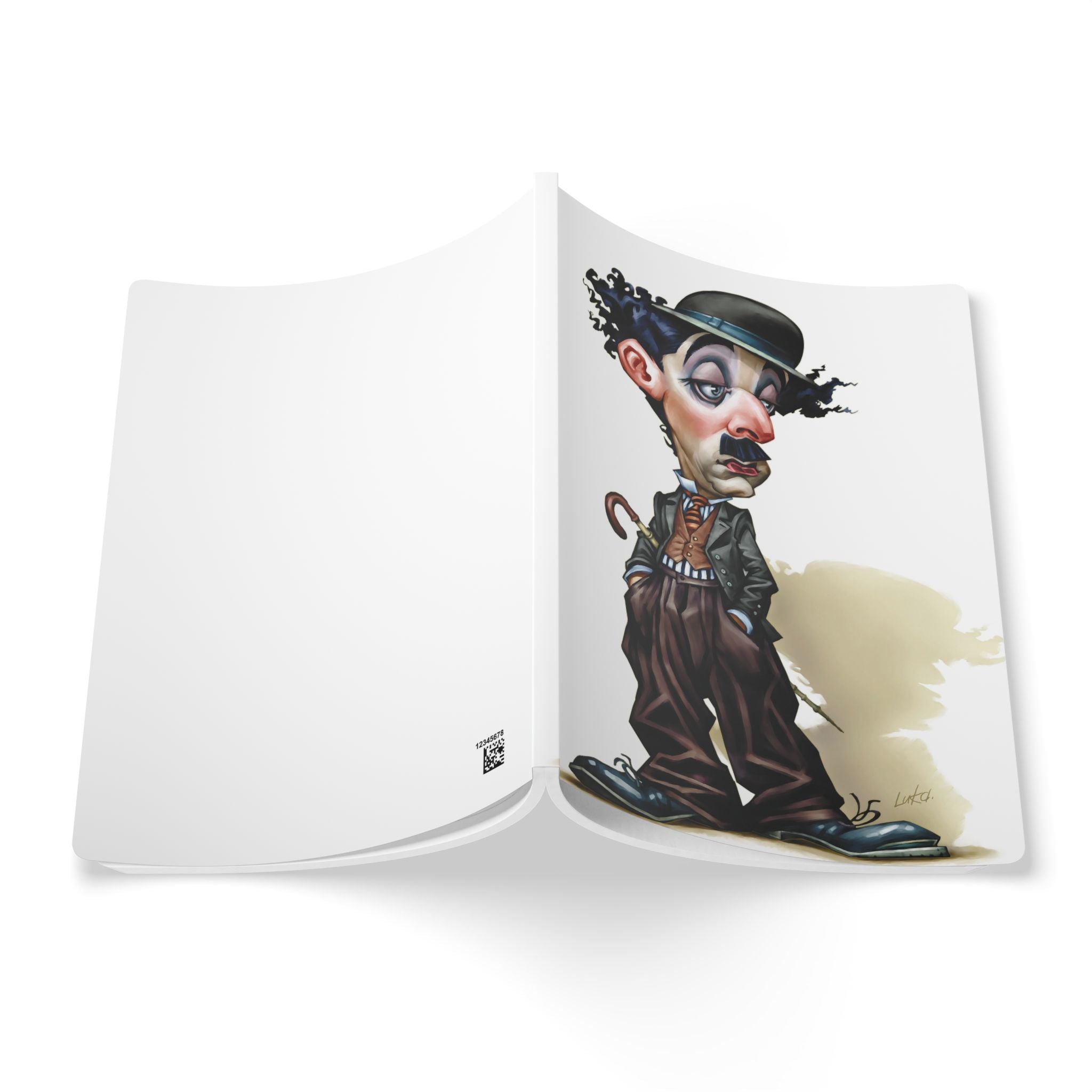 Charlie Chaplin Softcover Journal — Illustrated Retro Portrait Notebook for Writers & Gifts