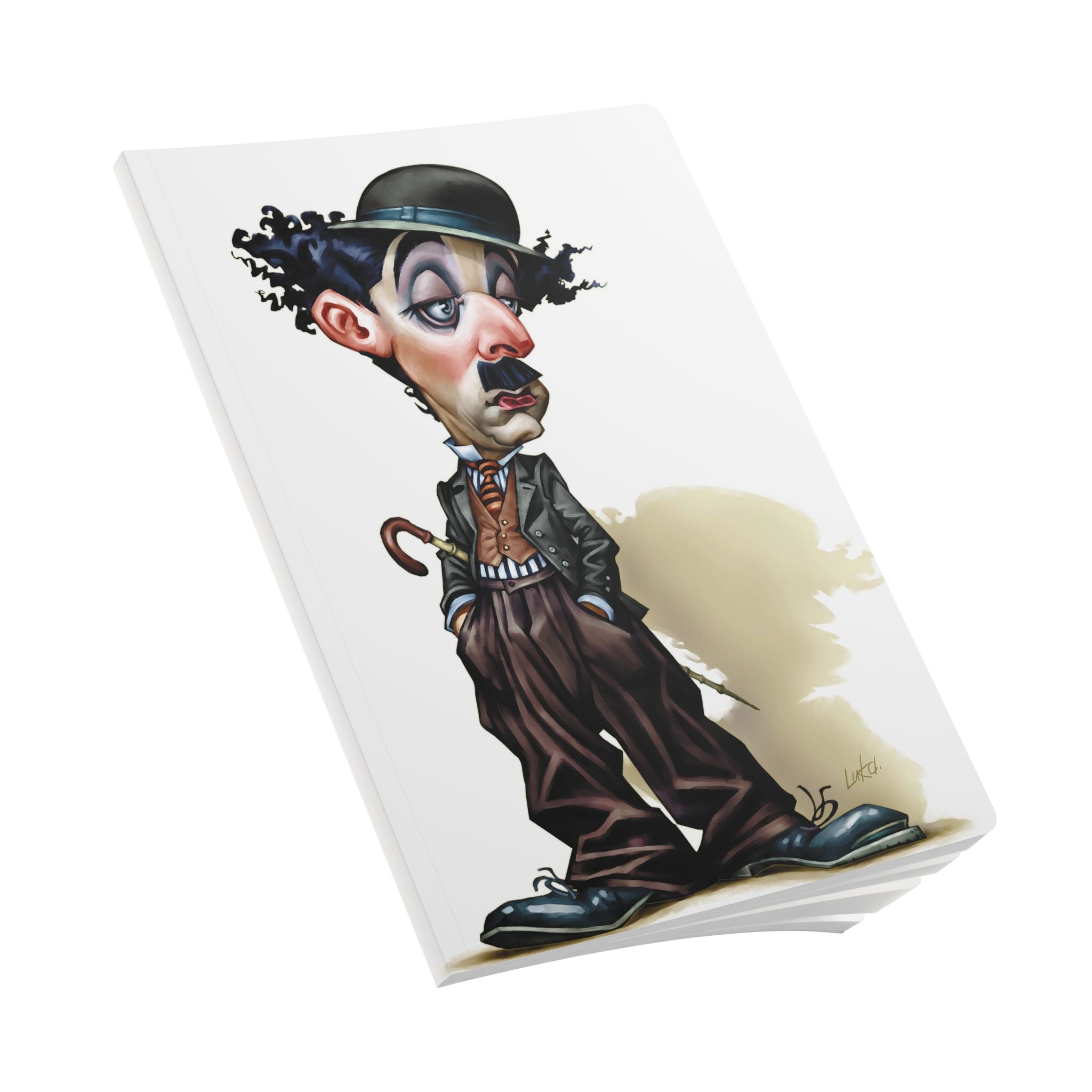 Charlie Chaplin Softcover Journal — Illustrated Retro Portrait Notebook for Writers & Gifts