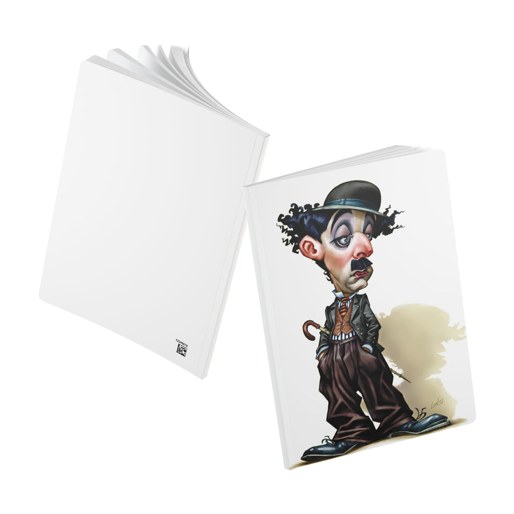 Charlie Chaplin Softcover Journal — Illustrated Retro Portrait Notebook for Writers & Gifts
