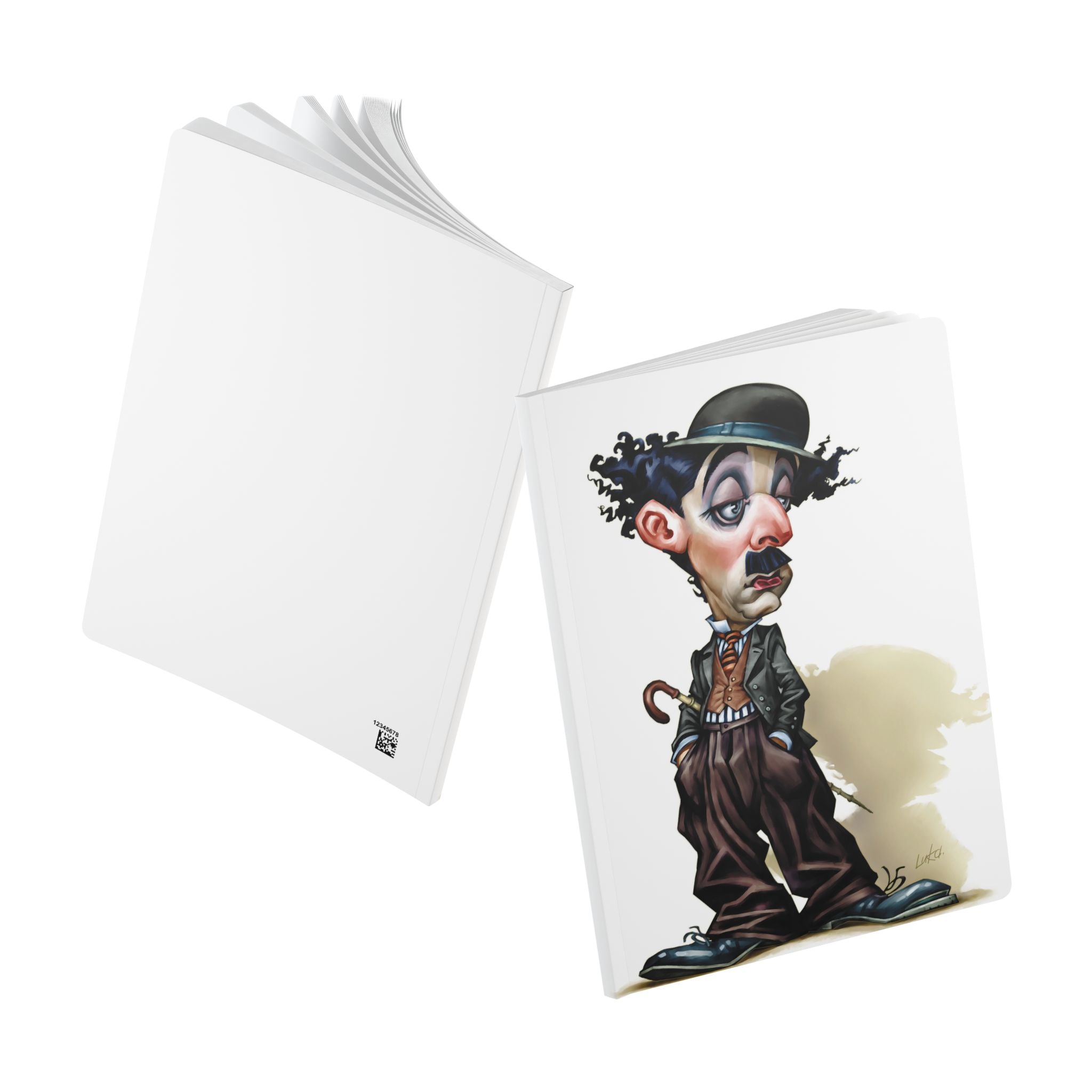 Charlie Chaplin Softcover Journal — Illustrated Retro Portrait Notebook for Writers & Gifts