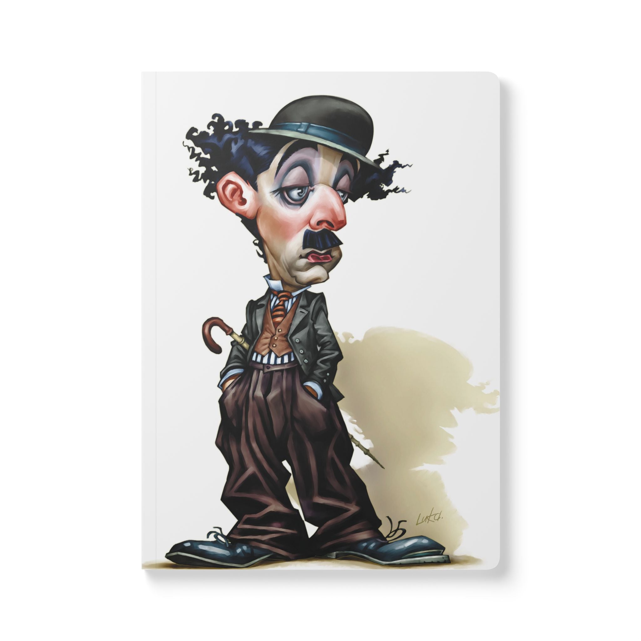 Charlie Chaplin Softcover Journal — Illustrated Retro Portrait Notebook for Writers & Gifts