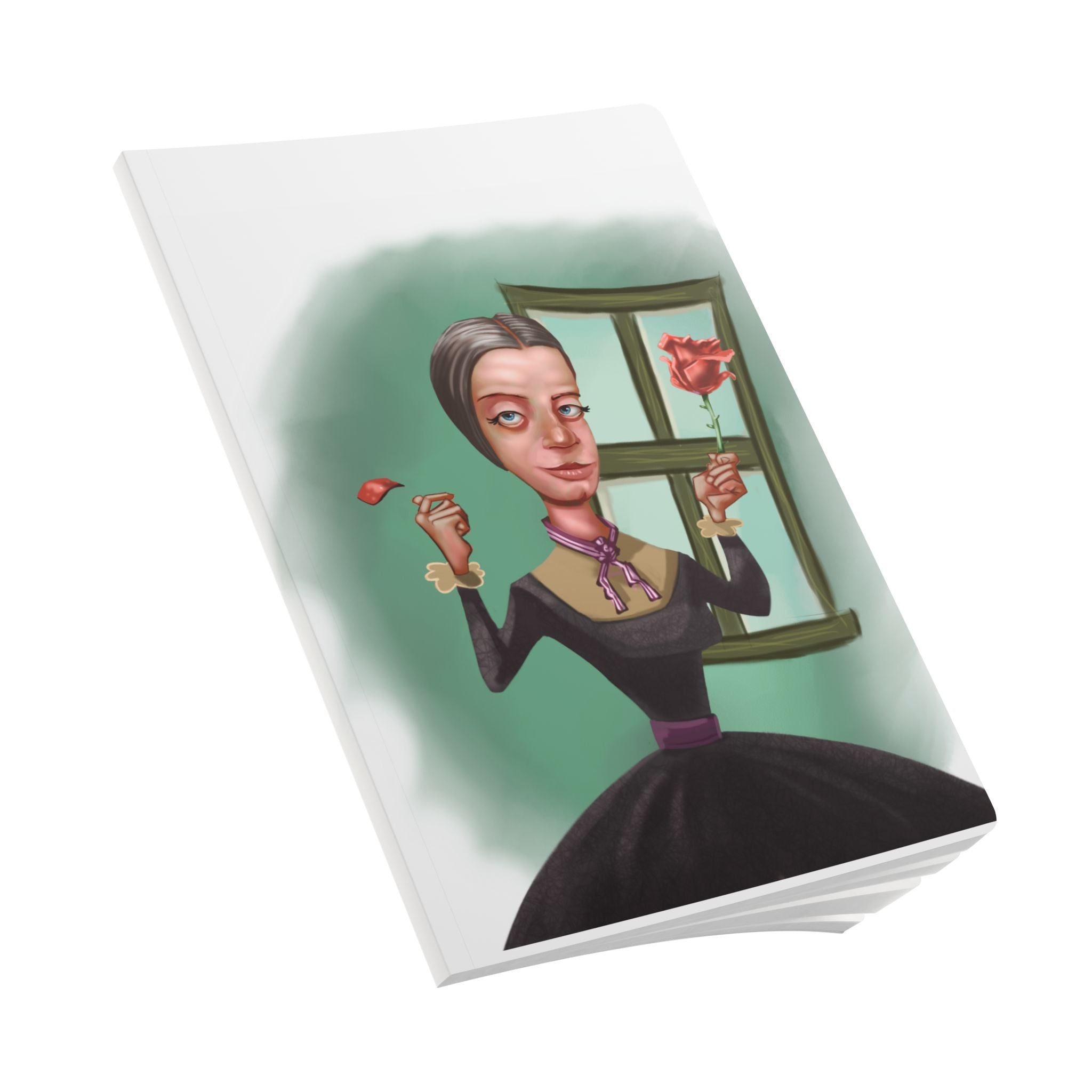 Emily Dickinson Softcover Journal — Illustrated Retro Portrait Notebook for Writers & Gifts