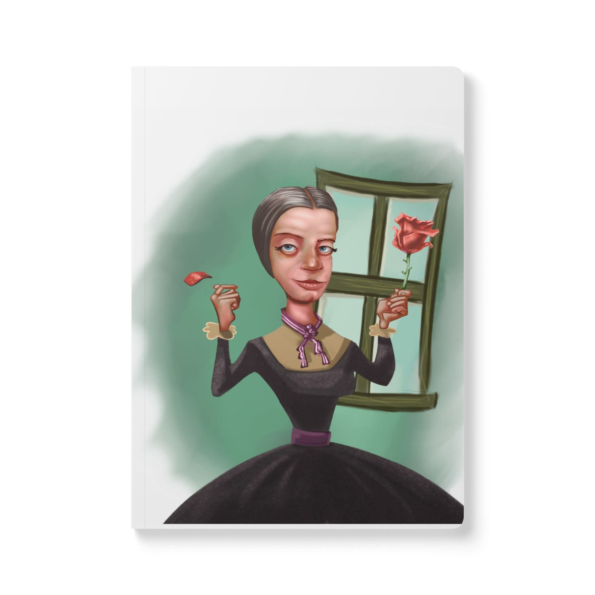 Emily Dickinson Softcover Journal — Illustrated Retro Portrait Notebook for Writers & Gifts